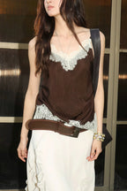 Acetate Lace Panel V Neck Cami Top