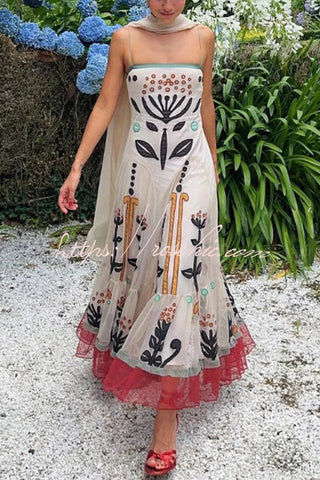 Rückenfreies Resort-Maxikleid aus Chiffon mit botanischem Print und Sling 