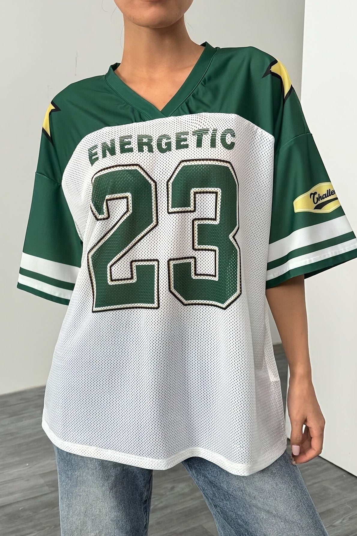 Fashion Loose Street Print Color Block Sporty T-shirt