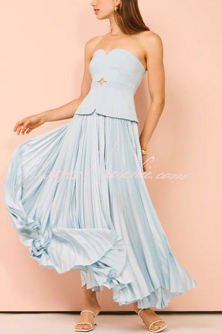Vestido maxi ajustado con patchwork plisado y top de tubo sexy 