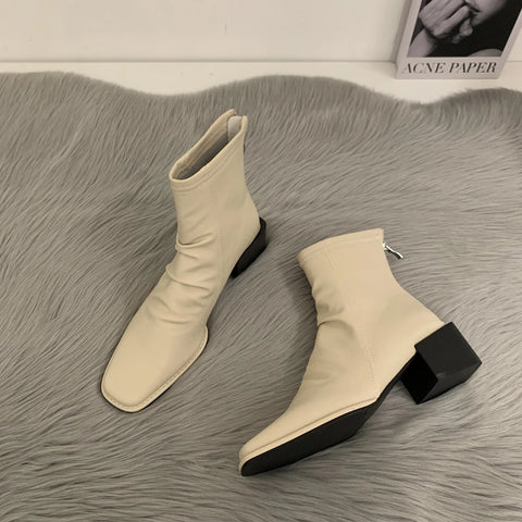 - High Heel Stiefel Damenschuhe Martinin Stiefel 2024 neue Winterstiefel quadratische Stiefeletten Chelsea Stiefeletten mit mittlerem Bein 