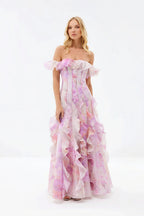 Sheer Ruffle Off Shoulder Beach Maxi Dress