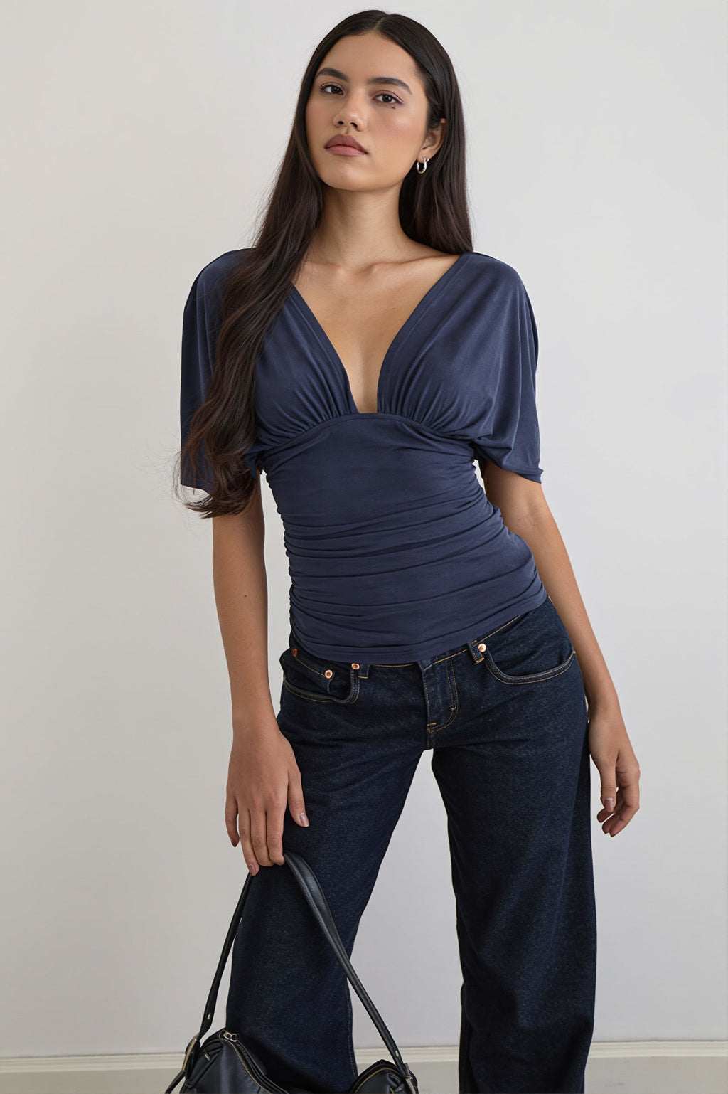 V-Neck Batwing Sleeve T-shirt