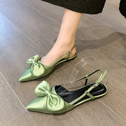 Bow Sexy Flats Sandals Women Shallow Dress Shoes Summer Casual Walking Women Shoes 2024 Designer Party Cozy Ladies Zapatillas