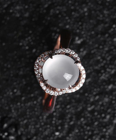 Anillos de jade y circonitas dorados en plata de ley rosa DIY 