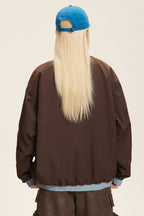Reversible Stand Collar Colorblock Jacket