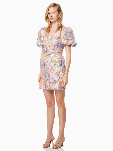 Party Dress Applique Short Sleeves V-Neck Birthday Party Mini Dresses