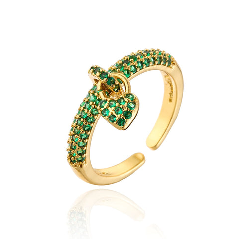"Zirconia Love Knot: Heart Charm Rings"