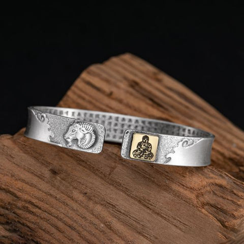 Sterling Silver Six Character Truth Chinese Zodiac Bracelet