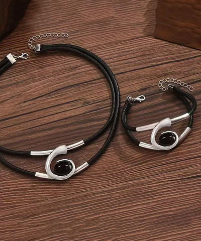 Conjunto de dos piezas de collar y pulsera con gemas acrílicas doradas y bohemias 