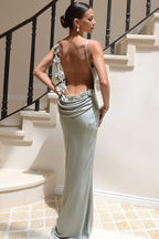 Sexy 3D Flower Cami Open Back Maxi Dress