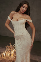 Floral Lace Bandeau Bodycon Maxi Dress