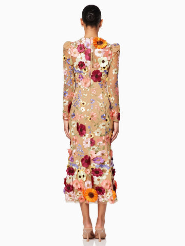 Applique Party Dress Jewel Neck Long Sleeves Party Prom Maxi Dresses