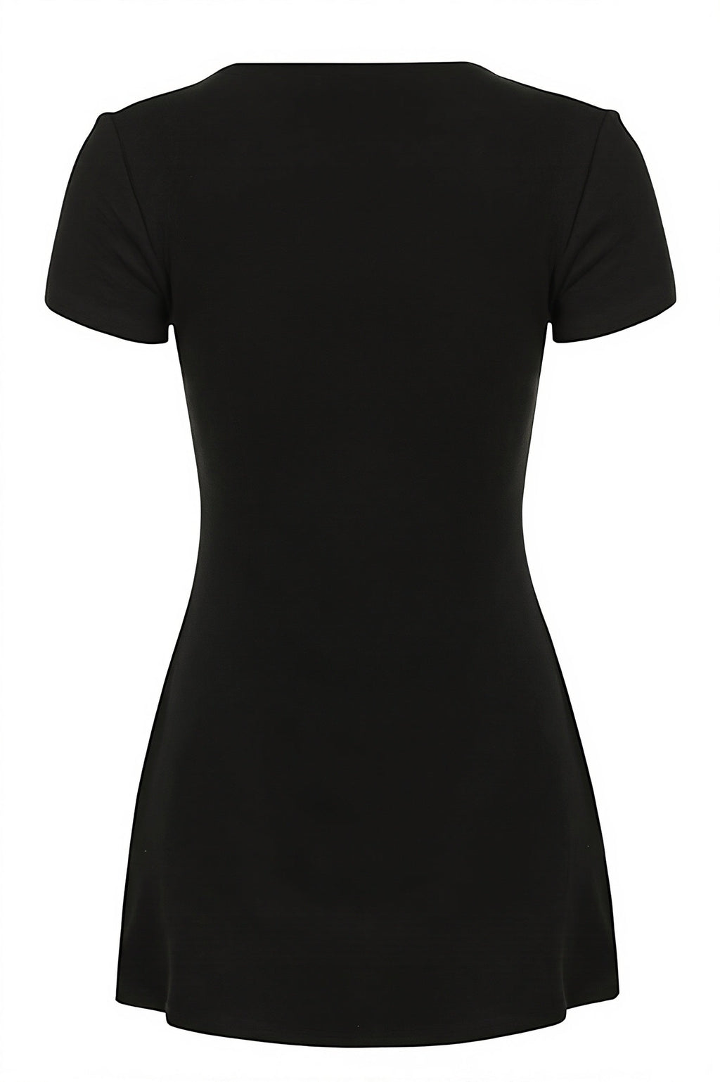 Solid Button Knit V Neck Slim Mini Dress