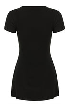 Solid Button Knit V Neck Slim Mini Dress