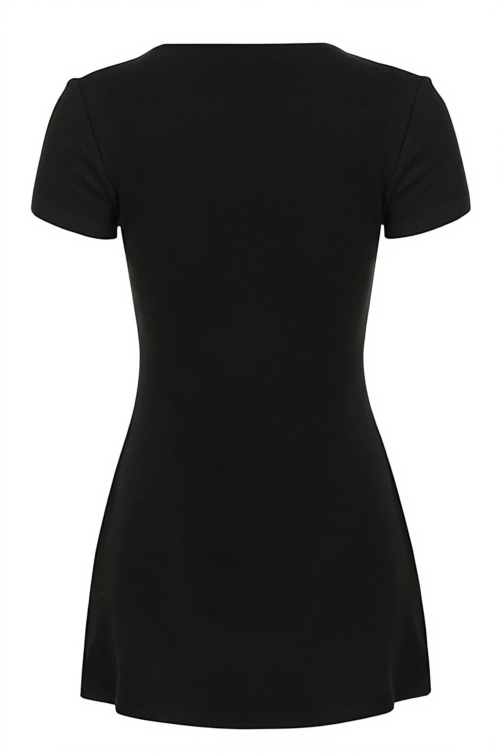 Solid Button Knit V Neck Slim Mini Dress