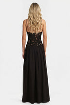 Elegant Lace Hollow Splice Chiffon Dress