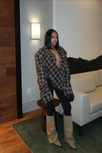 Plaid Collared Asymmetrical Chic Blouse