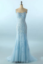 Meerjungfrauen-Abendkleid, langes, rückenfreies Ballkleid