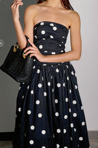 Polka Dot Bandeau Bodycon Maxi Dress