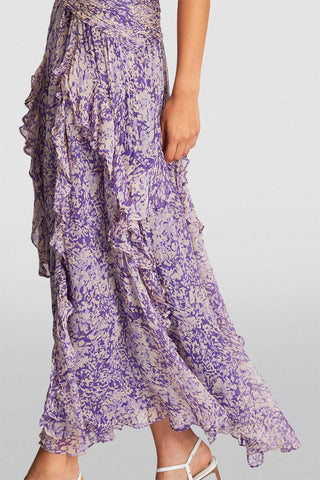 Vestido midi floral sin mangas con cuello redondo 