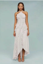 Ruched Halter Sexy Backless Maxi Dress