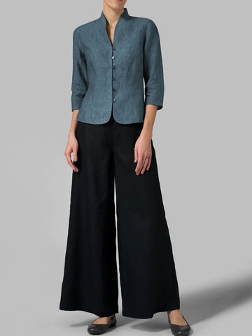 Schlanker, modischer Mantel aus Baumwolle und Leinen 