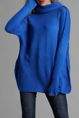 Casual Solid Split Joint Turtleneck Tops Sweater