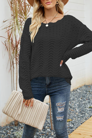 Lässiger, einfarbiger, ausgehöhlter Patchwork-Pullover mit Rundhalsausschnitt (7 Farben) 