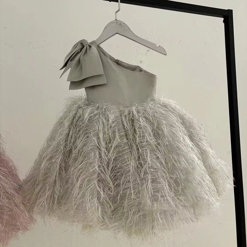 Elegante vestido de princesa de malla con borlas para bebé, vestido de comunión para niña, vestidos formales para niña 