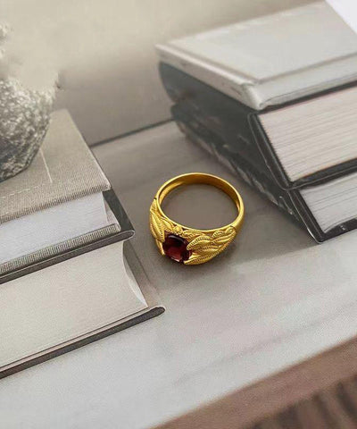 Ringe aus rotem Sterlingsilber mit vergoldetem Kristall im chinesischen Stil 
