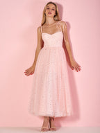 Maxi-Abendkleid aus Tüll mit Herzausschnitt und Sternenhimmel