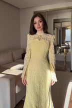Lace Long Sleeve Mermaid Maxi Dress