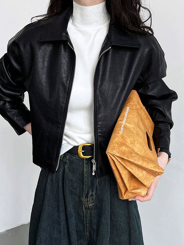 Lange Ärmel, locker, einfarbig, Reißverschluss, Reverskragen, Jacken und Mäntel, Oberbekleidung 