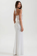 Tie Back Ruched Bodycon Maxi Dress