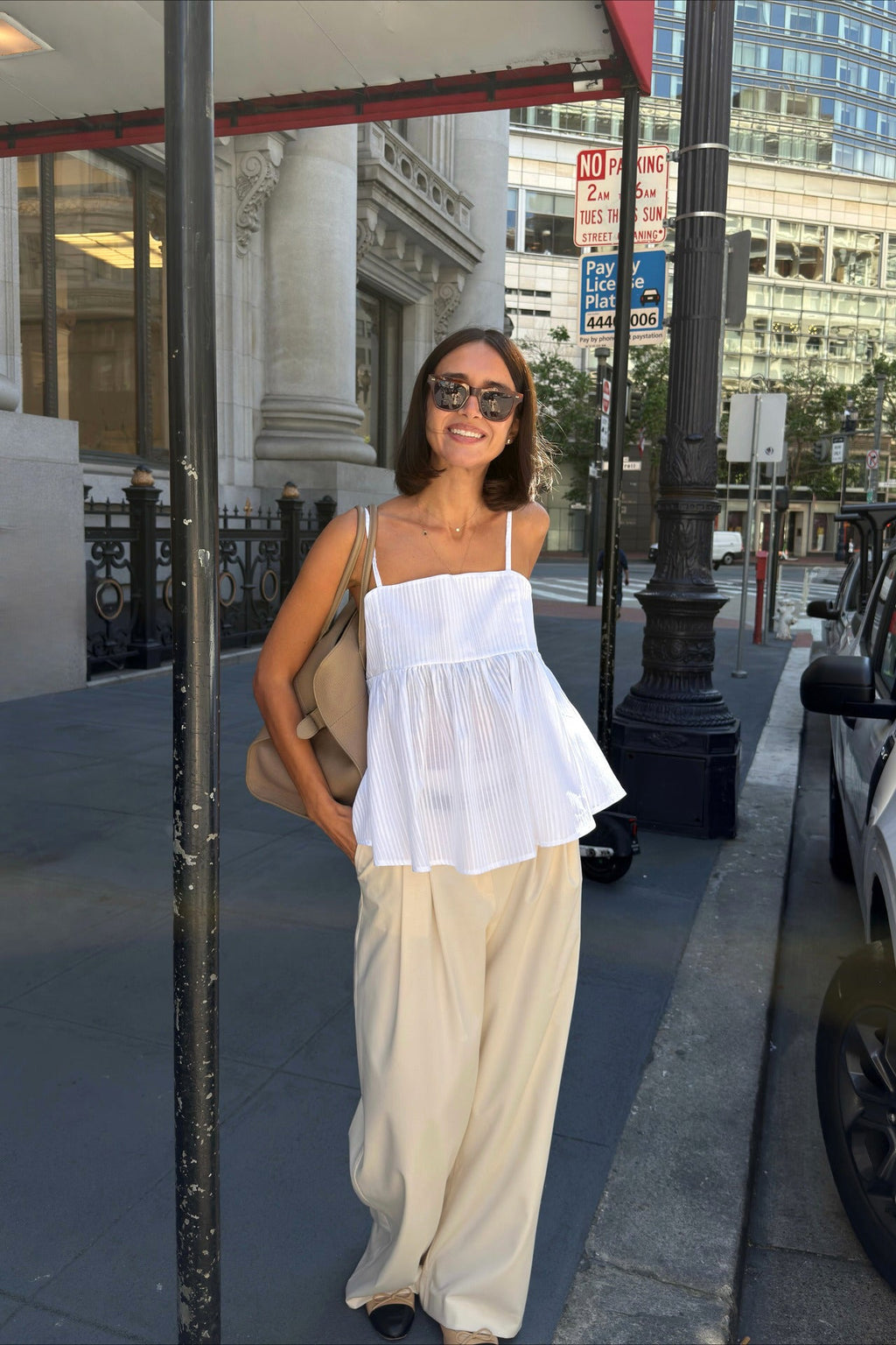Striped Cotton Ruffle Tank Top
