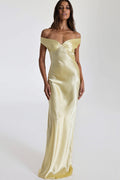 Satin Off Shoulder Bodycon Mermaid Maxi Dress