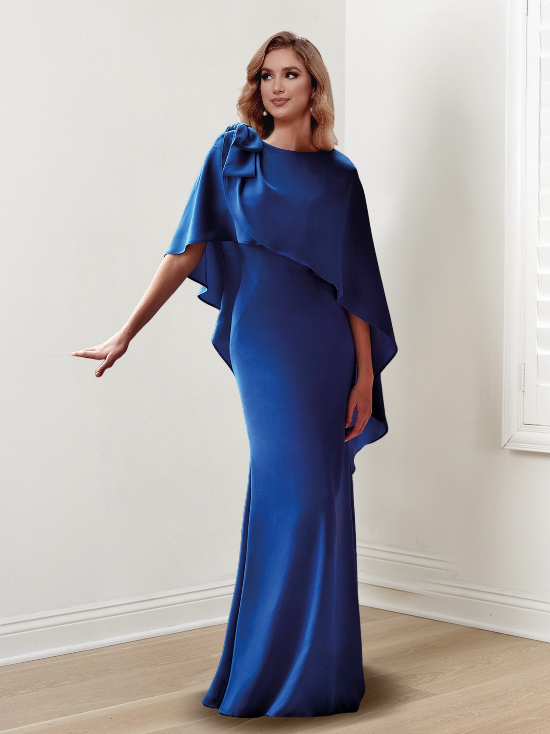 Vestidos de madre de la novia con escote redondo, sin mangas y corte tubo/columna 