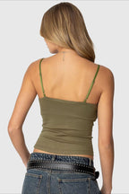 Cowl Neck Halter Fake Two Piece Cami Top