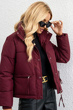 Short Stand Collar Relaxed Puffer Jacket