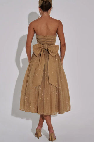 Sexy schulterfreies, rückenfreies Maxikleid mit Schleife