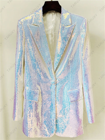 TARUXY Sparkly Blazer Kurzanzug für Damen 2022 Herbst Umlegekragen Blazer Jacken und Shorts Damen 2-teilige Sets Outfits 