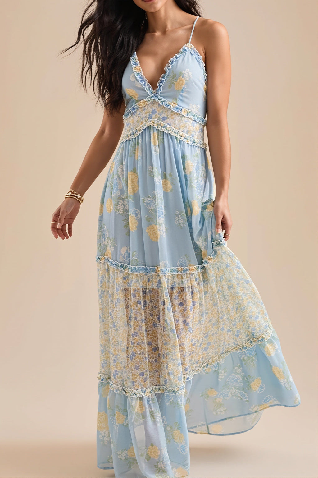 Fresh Boho Floral Cami Maxi Dress