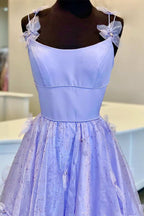 A-Linien-Abendkleid aus Organza mit Spaghettiträgern