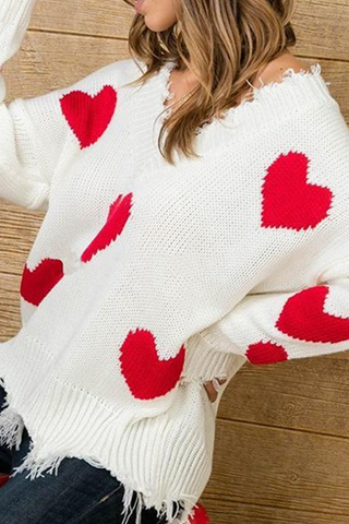 Lässiger Pullover mit V-Ausschnitt und Quastenkontrast 