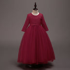 Mädchen Kommunionkleid, elegantes, langärmeliges Prinzessinnenkleid für festliche Anlässe 