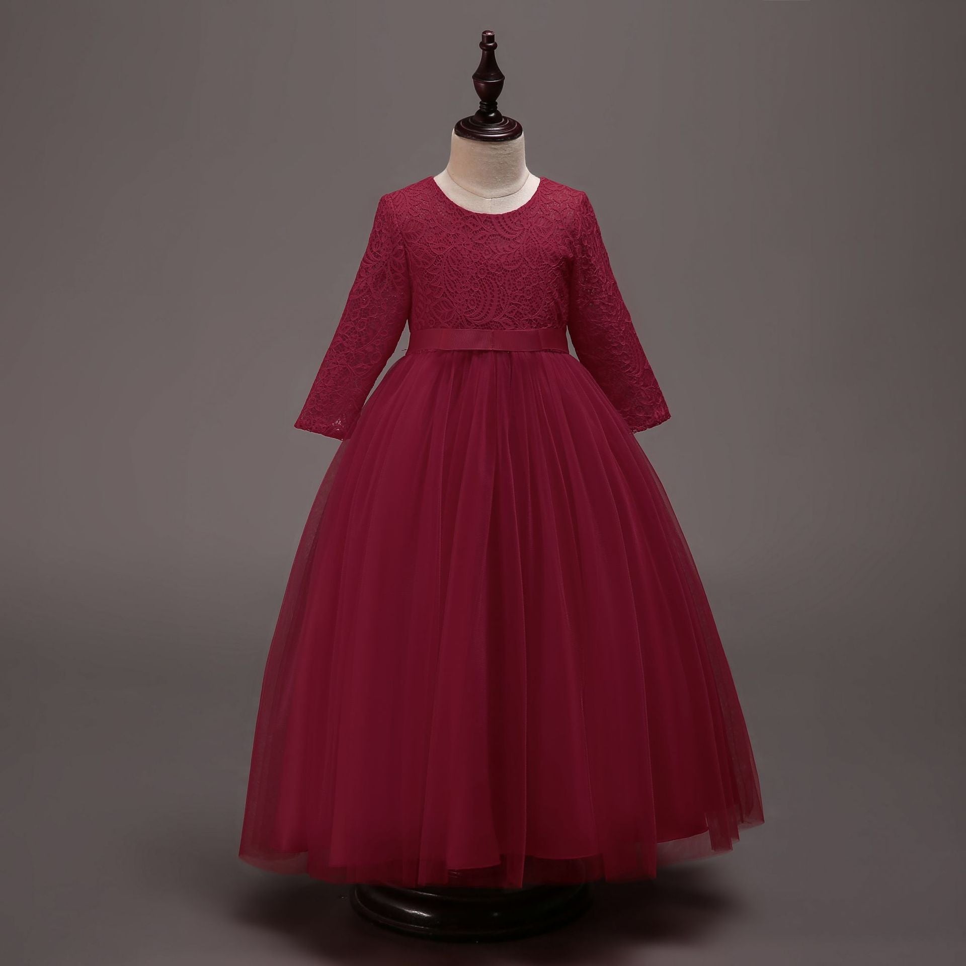 Mädchen Kommunionkleid, elegantes, langärmeliges Prinzessinnenkleid für festliche Anlässe 