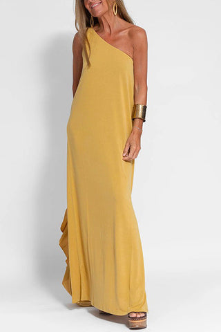 Vestido largo Meridress sin mangas con un hombro al descubierto y abertura lateral