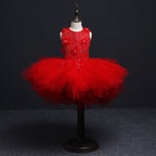 Sommer-Kommunionkleid für Mädchen, ärmellos, Paillettenstickerei, Schleppe, Prinzessinnenkleid 