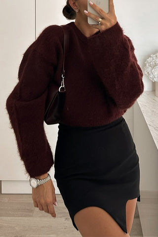 Suéter informal de cuello redondo liso Meridress